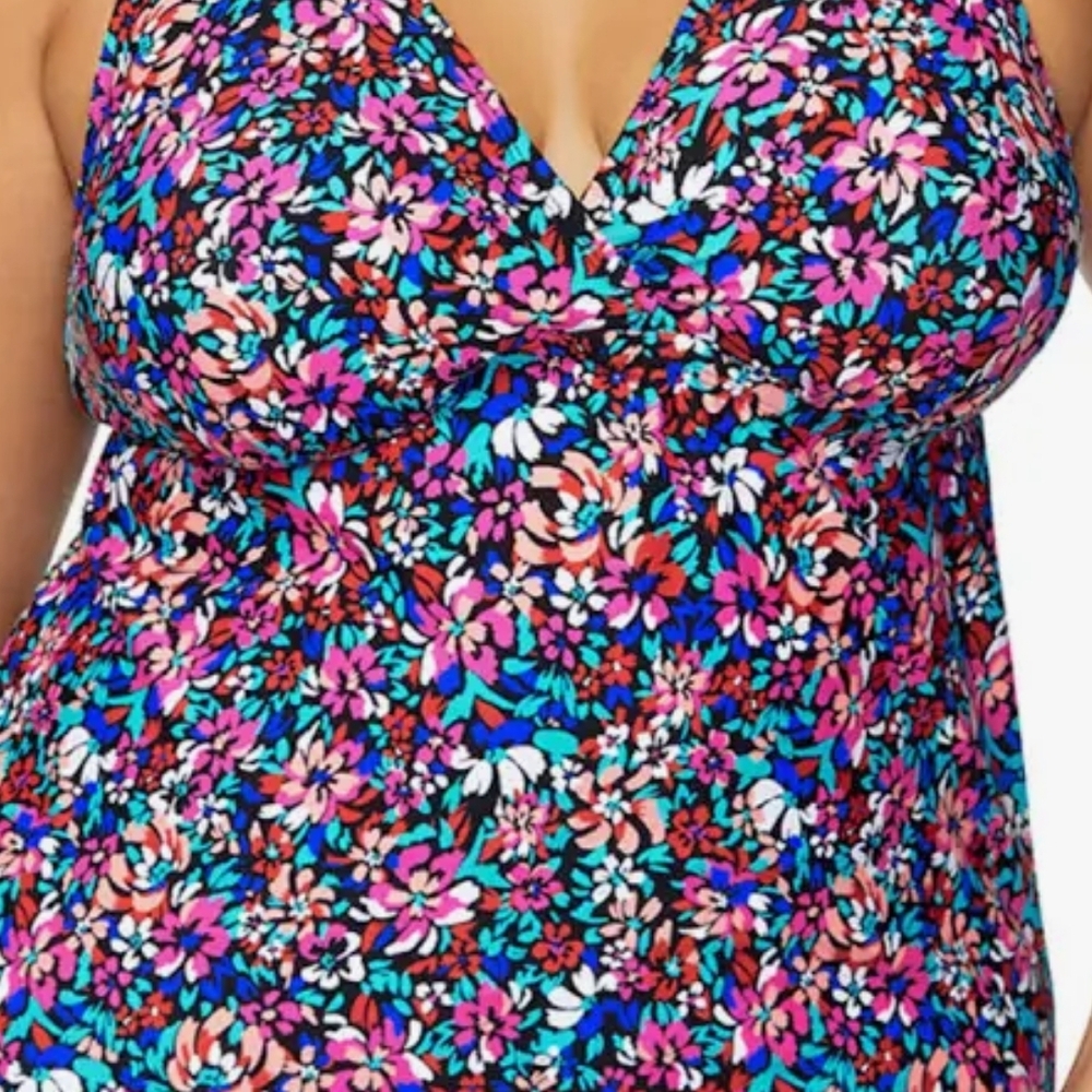 Leilani Plus Kauai Breeze Hi-Back Tankini Top 24W NWT